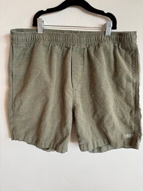 Obey Men's Olive Green Speckled Athletic Shorts